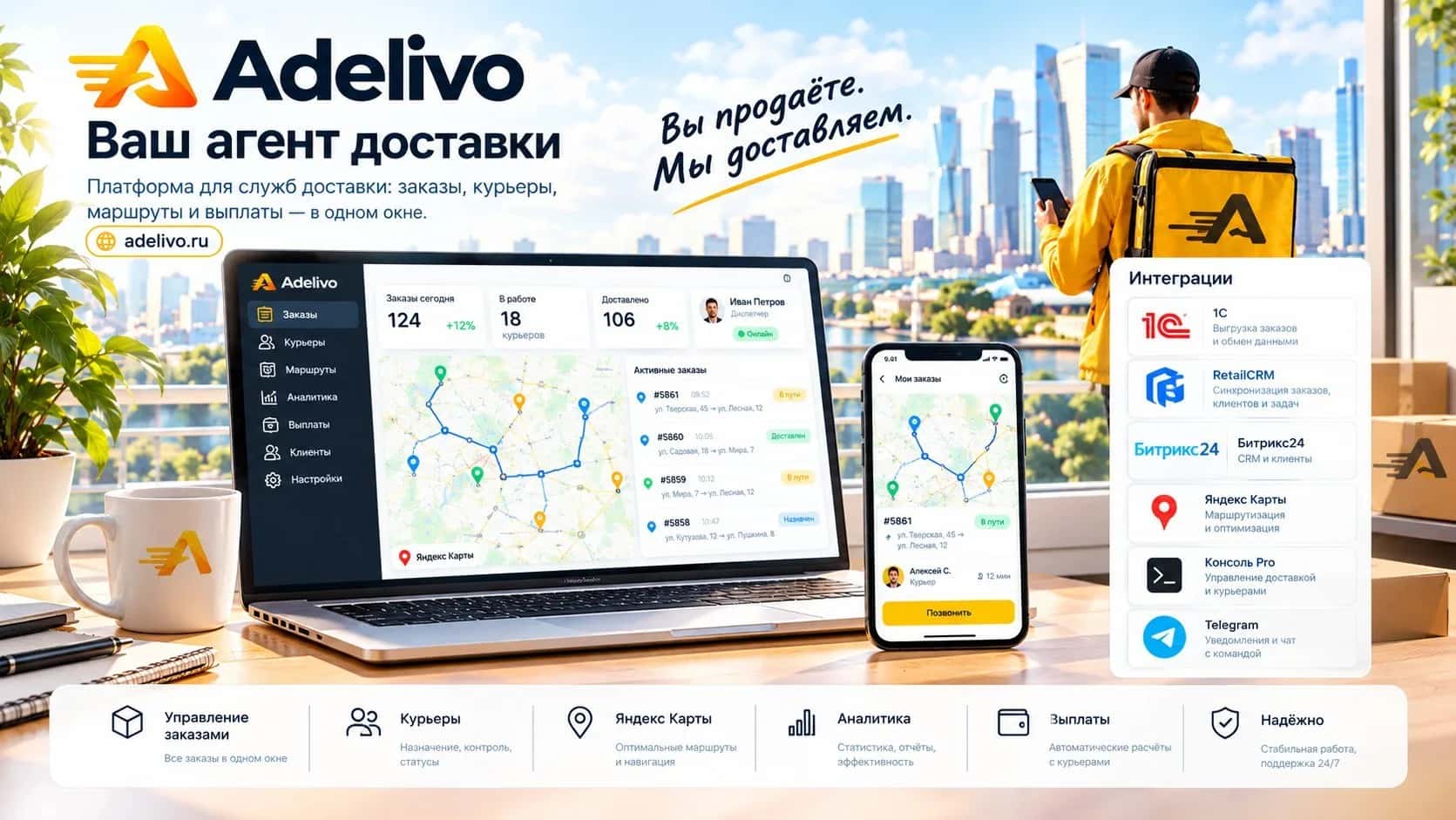 ADelivo — интерфейс системы управления доставкой